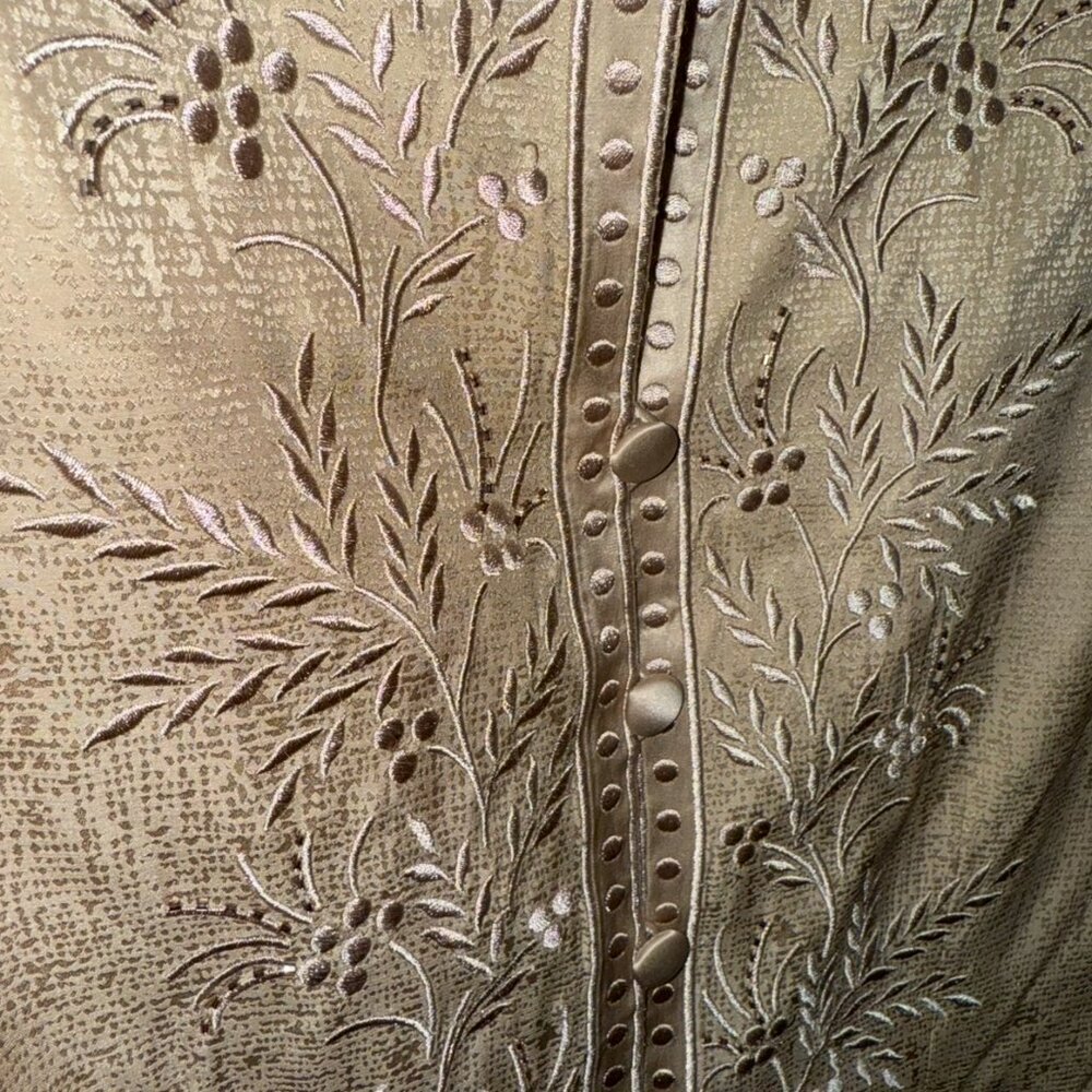 Adrianna Papell 100% Silk Jacket Women's Gold Long Sleeve Vintage Embroidered 16 - Picture 5 of 16